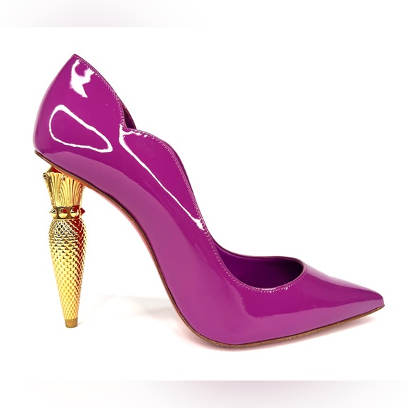 Christian Louboutin Lipchick Purple Patent Leather Kismet Pumps Size EU 37.5 - Picture 3 of 15